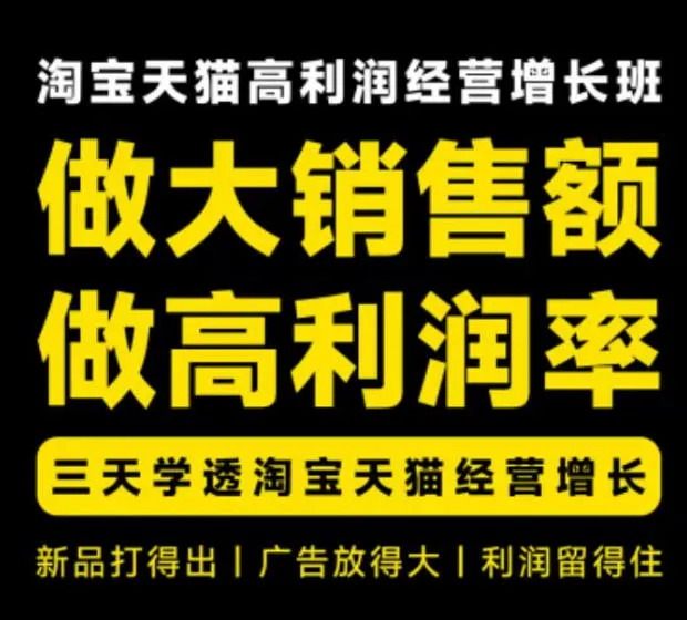 天猫淘宝高利润经营增长班杭州线下课31期8月22-24日，做大销售额做高利润率，三天学透淘宝天猫经营增长-33资源网