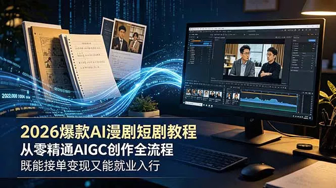 2026 爆款 AI 漫剧短剧教程 从零精通 AIGC 创作全流程 既能接单变现又能就业入行-33资源网