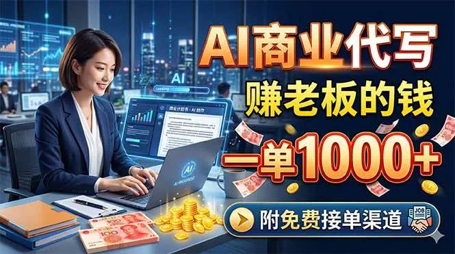 （18444期）AI商业代写，赚老板的钱，一单1000+，附免费接单渠道-33资源网