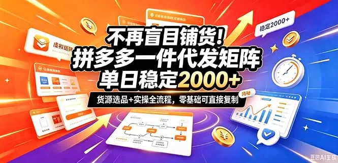 不再盲目铺货!拼多多一件代发矩阵落地攻略,提供优质货源店铺运营全流程,零基础可直接复制-33资源网
