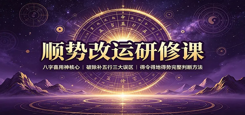 顺势改运研修课:八字喜用神核心,破除补五行三大误区,得令得地得势完整判断方法 顺势改运研修课:八字喜用神核心,破除补五行三大误区,得令得地得势完整判断方法