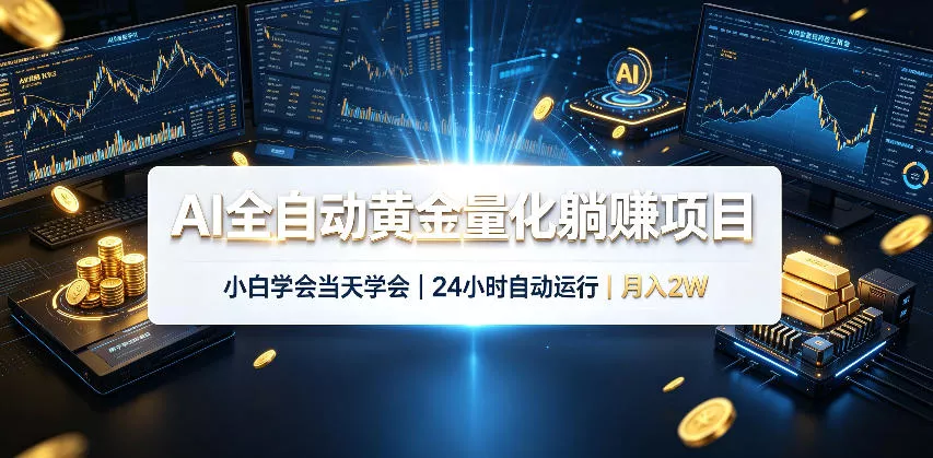 AI全自动黄金量化躺賺项目,24小时自动运行,月入2W!-33资源网