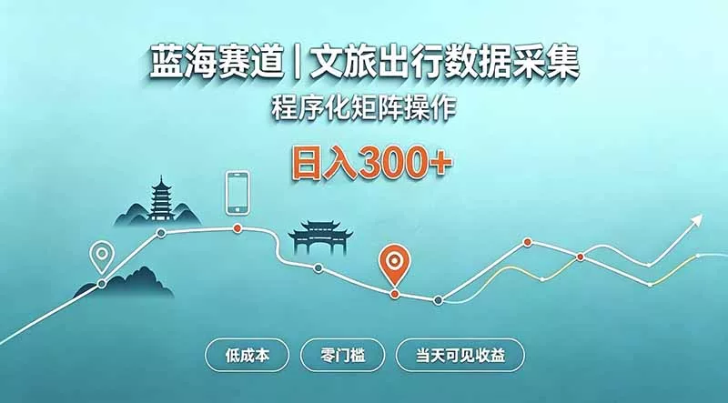 蓝海赛道 文旅出行数据采集 程序化矩阵操作 低成本 零门槛 当天可见收益 日入300+-33资源网