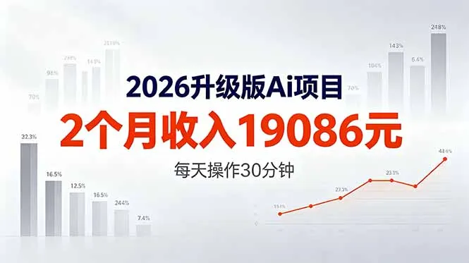 2026升级版Ai任务，2个月收入19086元，熟练后每天操作30分钟！-33资源网