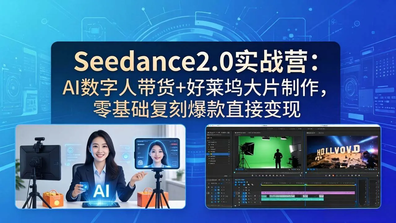 （18238期）Seedance2.0实战营：AI数字人带货+好莱坞大片制作，零基础复刻爆款直接变现-33资源网