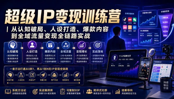 超级IP变现训练营|从认知破局、人设打造、爆款内容到全域流量变现全链路实战-33资源网