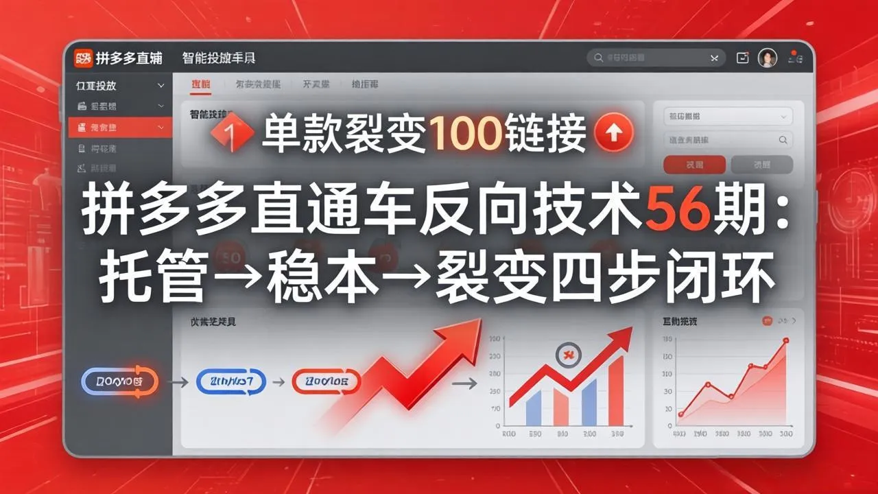 拼多多直通车反向技术56期：托管→稳本→裂变四步闭环，单款裂变100链接抢占核心流量-33资源网