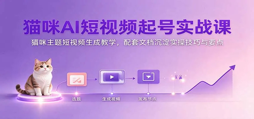 猫咪AI短视频起号实战课:猫咪主题短视频生成教学,配套文档沉淀实操技巧与要点-33资源网