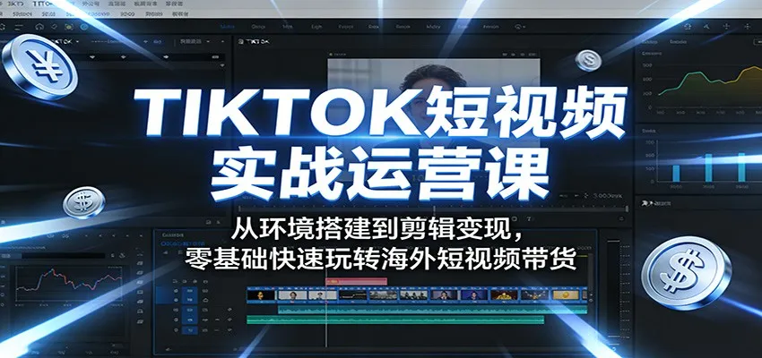 TIKTOK短视频实战运营课：从环境搭建到剪辑变现，零基础快速玩转海外短视频带货-33资源网