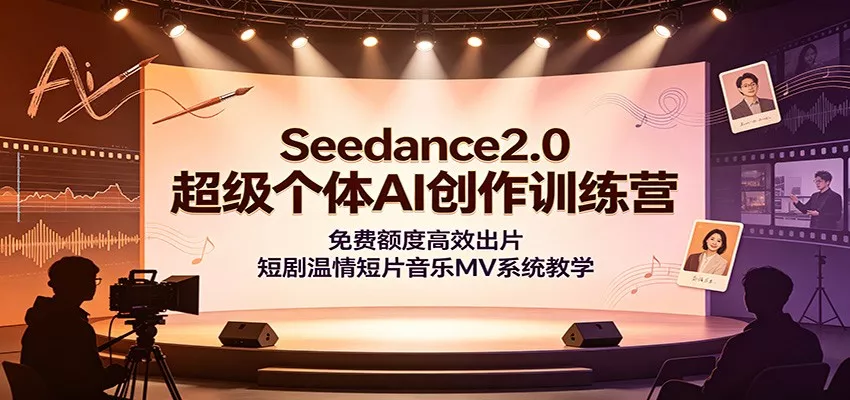 Seedance2.0超级个体AI创作训练营：免费额度高效出片，短剧温情短片音乐MV系统教学-33资源网