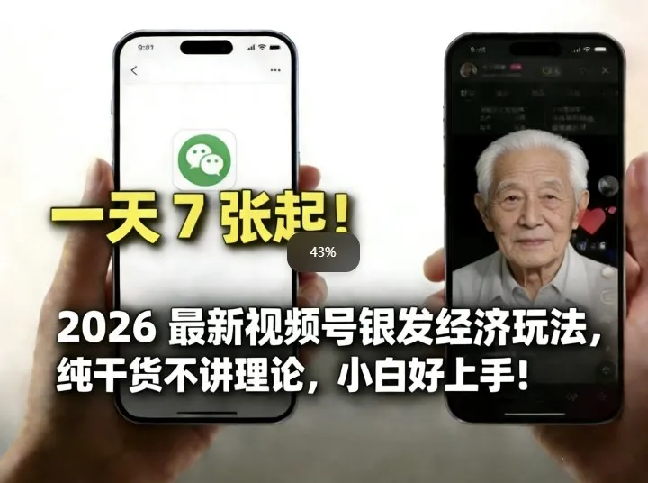 2026最新视频号银发经济玩法，轻松每天7张起，小白也可做-33资源网