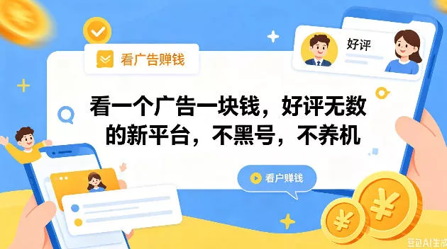 看一个广告一块钱，好评无数的新平台，不黑号，不养机，一撸几十块钱还是不错的【揭秘】-33资源网