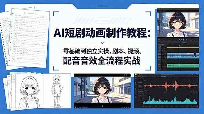 AI短剧动画制作教程：零基础到独立实操，剧本、视频、配音音效全流程实战-33资源网