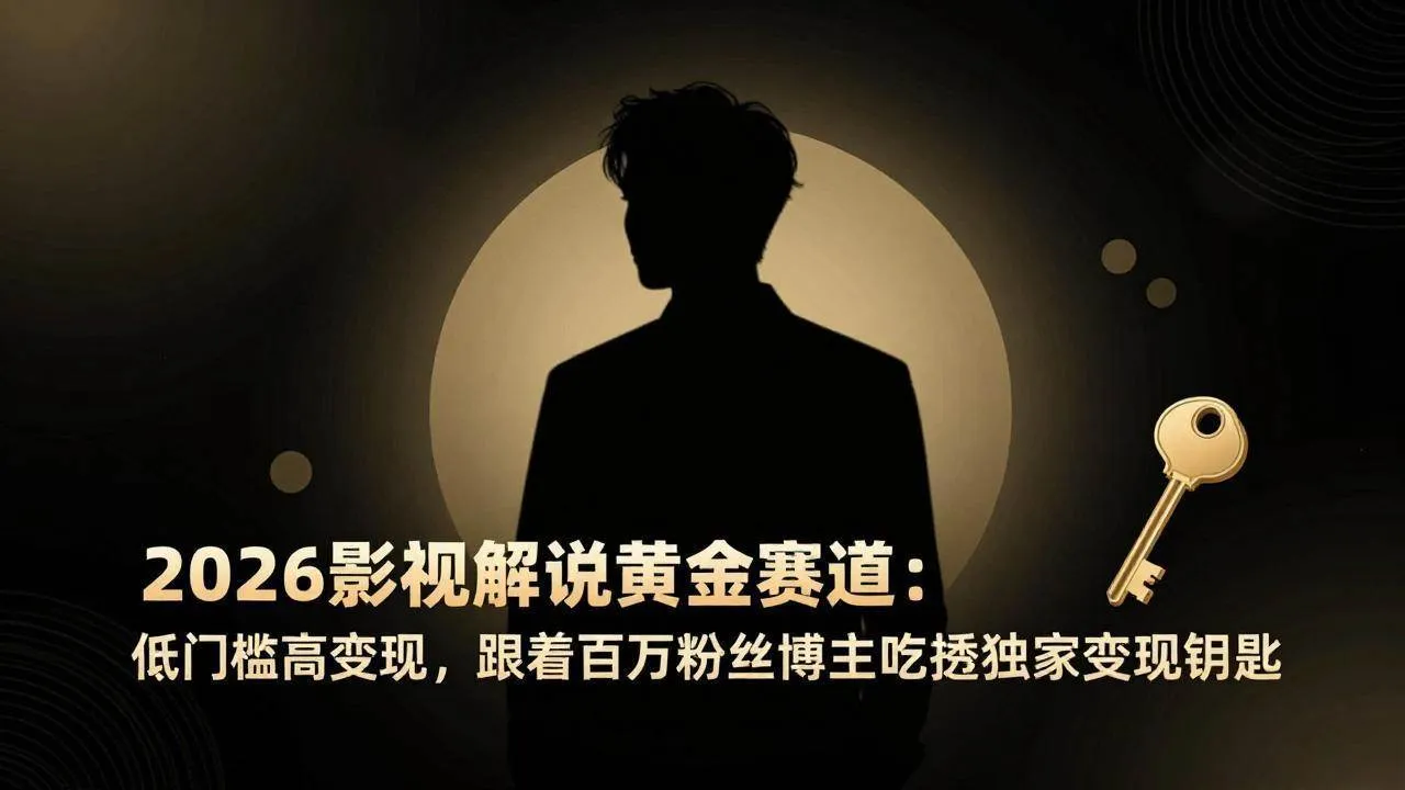 （17721期）2026影视解说黄金赛道：低门槛高变现，跟着百万粉丝博主吃透独家变现钥匙-33资源网