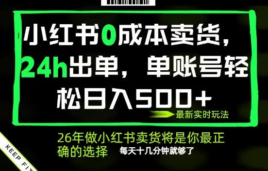小红书0成本AI卖货，24小时出单，全流程托管，保底日入500+，每天十几分钟就够了【揭秘】-33资源网