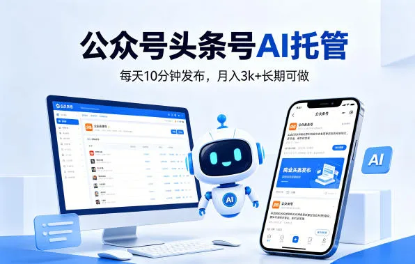公众号头条号AI托管，我提供作品，你每天10分钟发布，月入3k+长期可做【揭秘】-33资源网