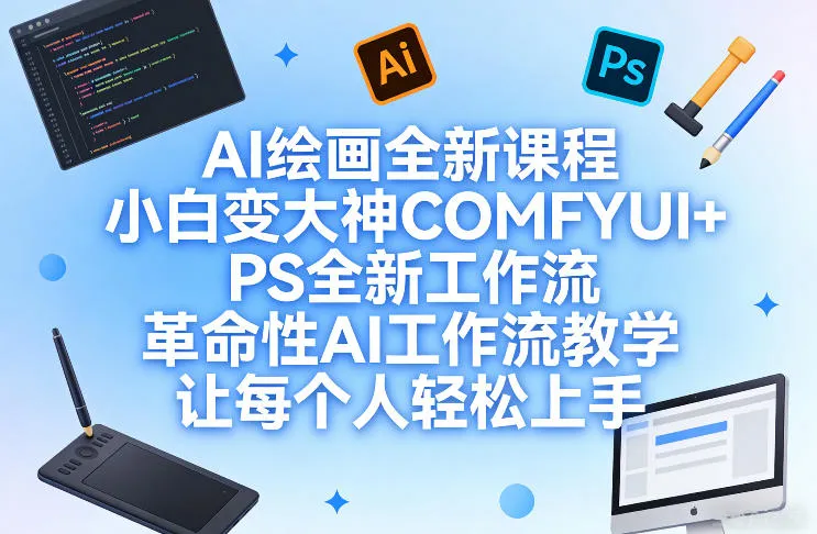 AI绘画全新课程，小白变大神COMFYUI+PS全新工作流，革命性AI工作流教学，让每个人轻松上手-33资源网