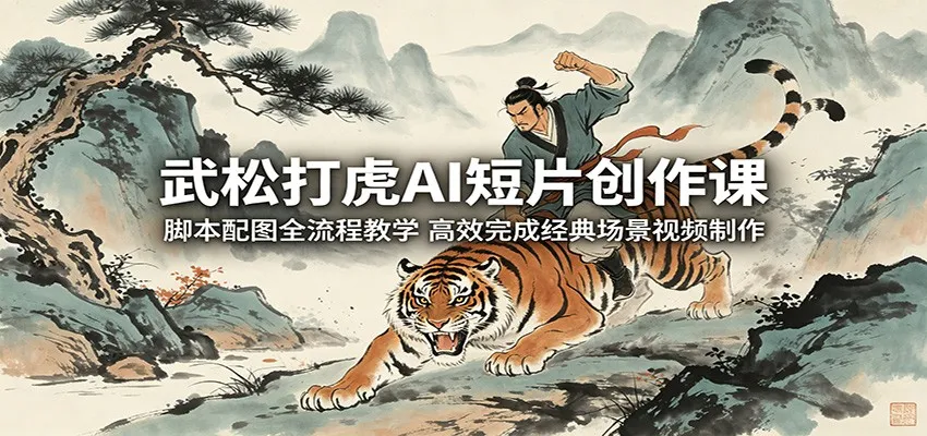 武松打虎AI短片创作课：脚本配图全流程教学，高效完成经典场景视频制作-33资源网