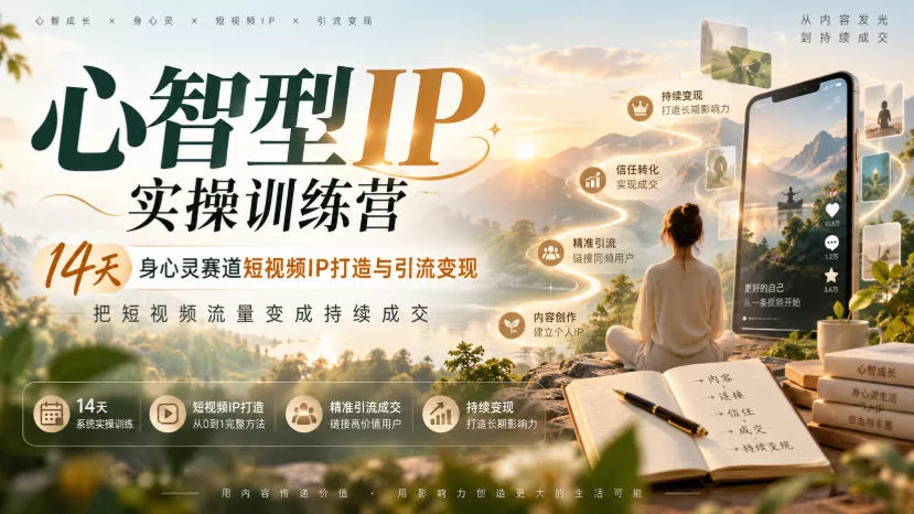 心智型IP实操训练营|14天身心灵赛道短视频IP打造与引流变现,把短视频流量变成持续成交-33资源网
