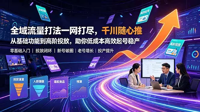 全域流量打法一网打尽,千川随心推从基础功能到高阶投放,助你低成本高效起号稳产-33资源网
