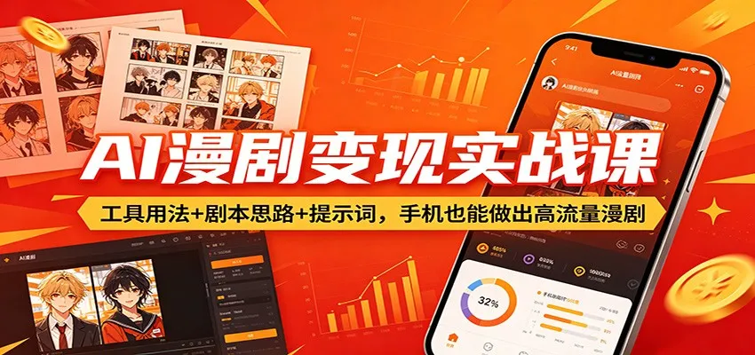 AI漫剧变现实战课：工具用法+剧本思路+提示词，手机也能做出高流量漫剧-33资源网