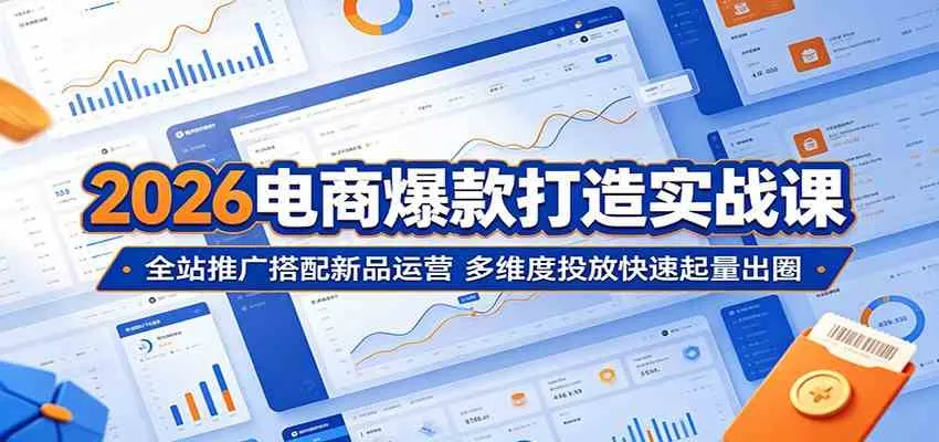 2026电商爆款打造实战课：全站推广搭配新品运营，多维度投放快速起量出圈-33资源网