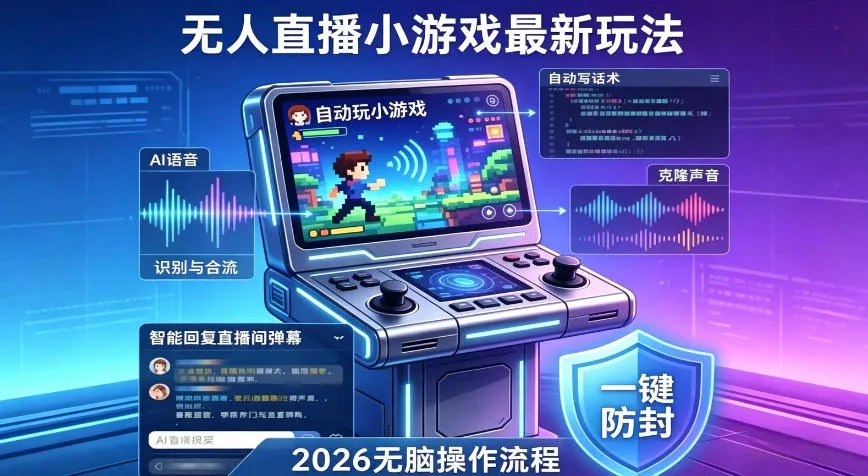 2026年AI无人直播小游戏全流程，不违规不封号，开启创业副业增收之路，小白月入1w+【揭秘】-33资源网