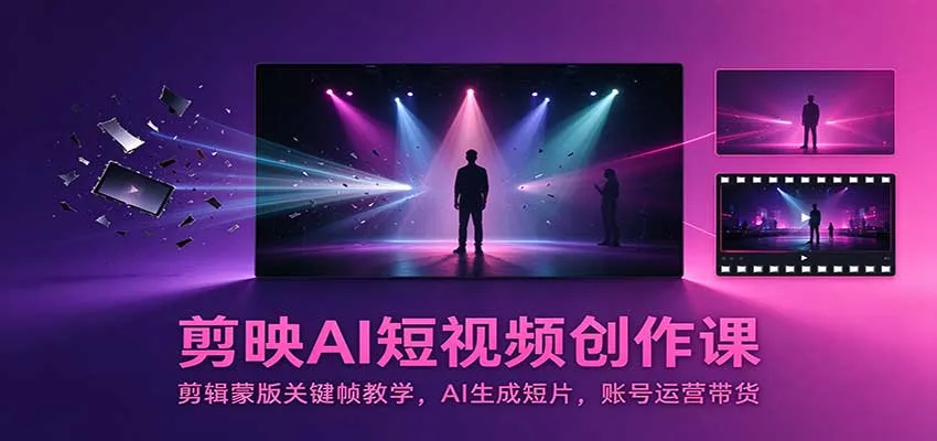 剪映AI短视频创作课:剪辑蒙版关键帧教学,AI生成短片,账号运营带货-33资源网