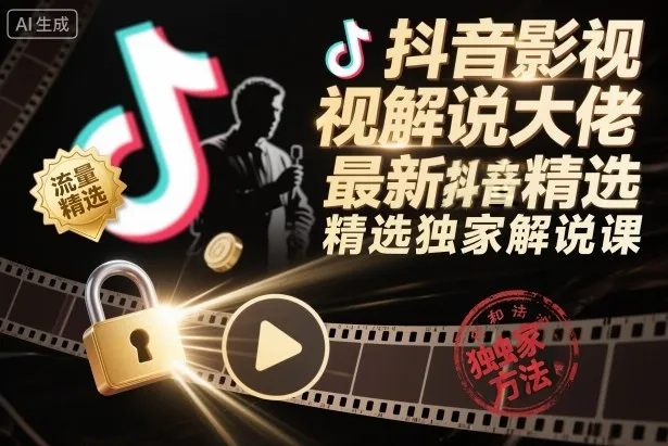 抖音影视解说大佬最新抖音进精选和独家方法，精选独家解说课（更新26年3月）-33资源网