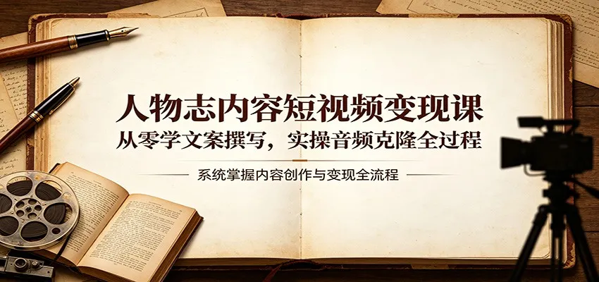 人物志内容短视频变现课：从零学文案撰写，实操音频克隆全过程-33资源网