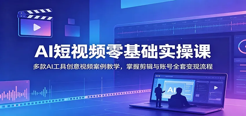 AI短视频零基础实操课:多款AI工具创意视频案例教学,掌握剪辑与账号全套变现流程-33资源网