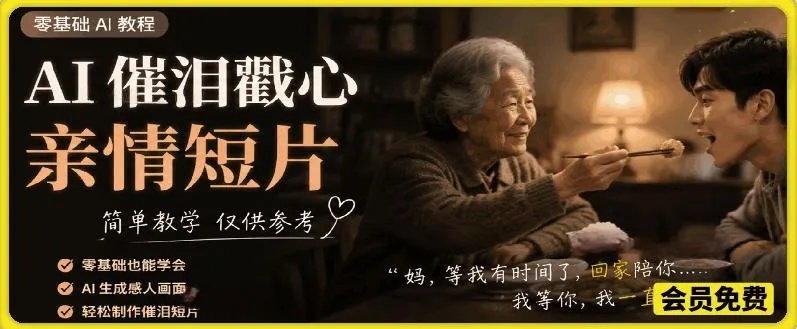 AI催泪戳心亲情短片,零基础AI教程,简单教学仅供参考-33资源网