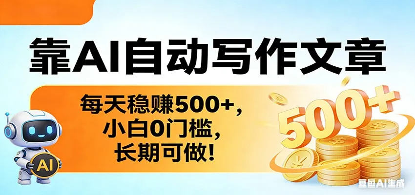 靠AI自动写作文章，每天稳赚500+，小白0门槛，长期可做！-33资源网