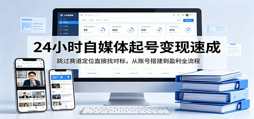 24小时自媒体起号变现速成，跳过赛道定位直接找对标，从账号搭建到盈利全流程-33资源网