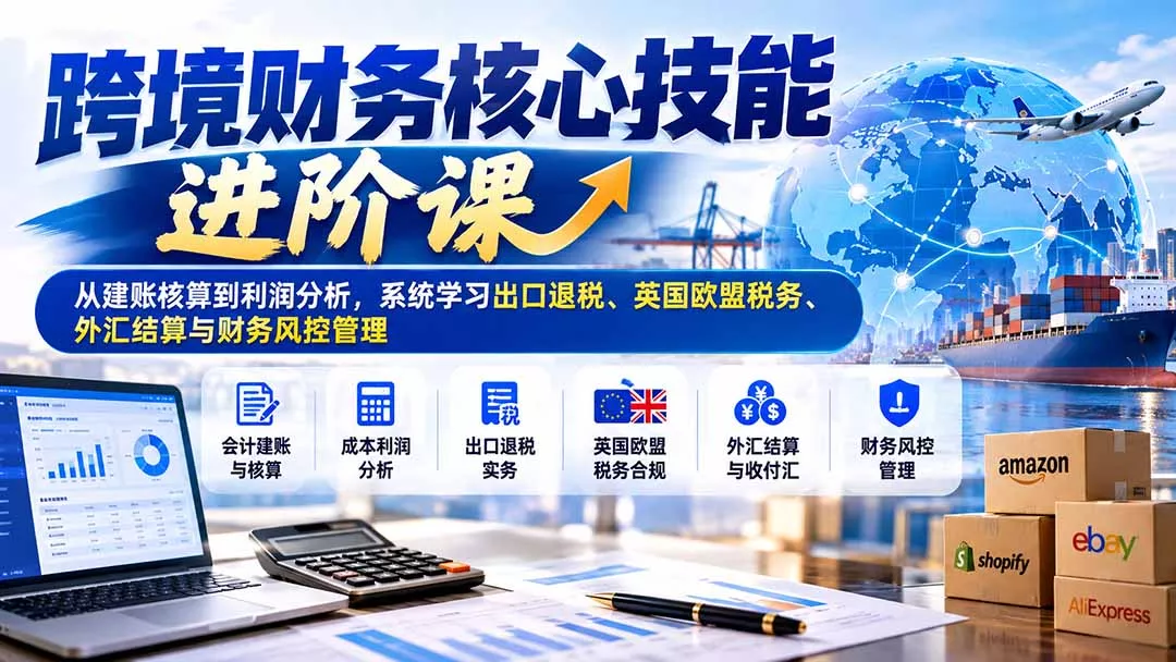 跨境财务核心技能进阶课：从建账核算到利润分析，系统学习出口退税、英国欧盟税务、外汇结算与财务风控管理-33资源网
