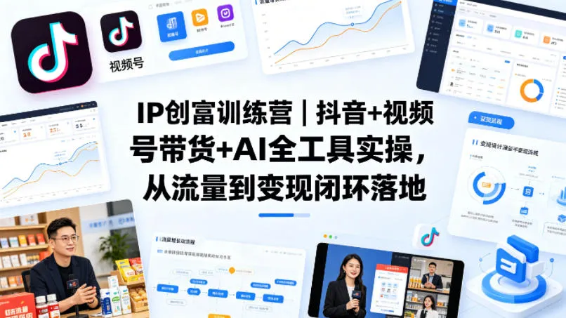 IP创富训练营｜抖音+视频号带货+AI全工具实操，从流量到变现闭环落地-33资源网