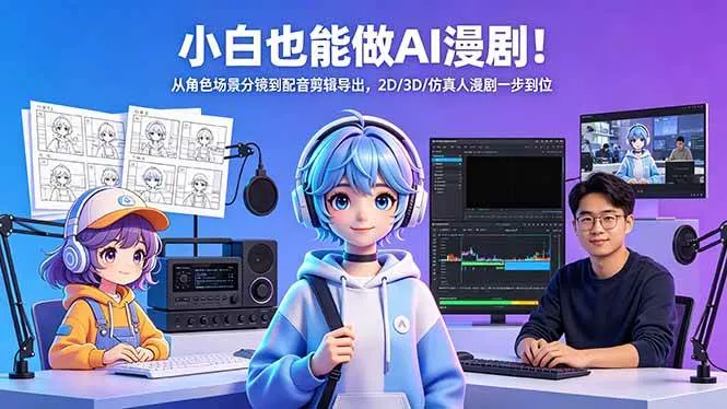 （18343期）小白也能做AI漫剧！从角色场景分镜到配音剪辑导出，2D/3D/仿真人漫剧一步到位-33资源网