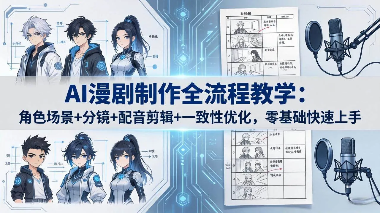 （18090期）AI漫剧制作全流程教学：角色场景+分镜+配音剪辑+一致性优化，零基础快速上手-33资源网
