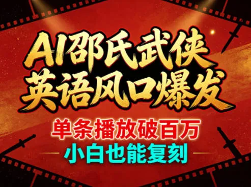 AI邵氏武侠英语风口爆发，单条播放破百万，小白也能复刻-33资源网