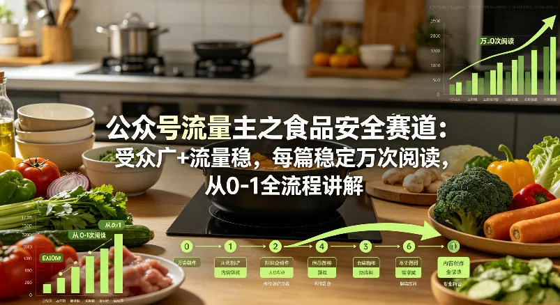 公众号流量主之食品安全赛道，受众广+流量稳，每篇作品稳定万次阅读，从0-1全流程讲解-33资源网