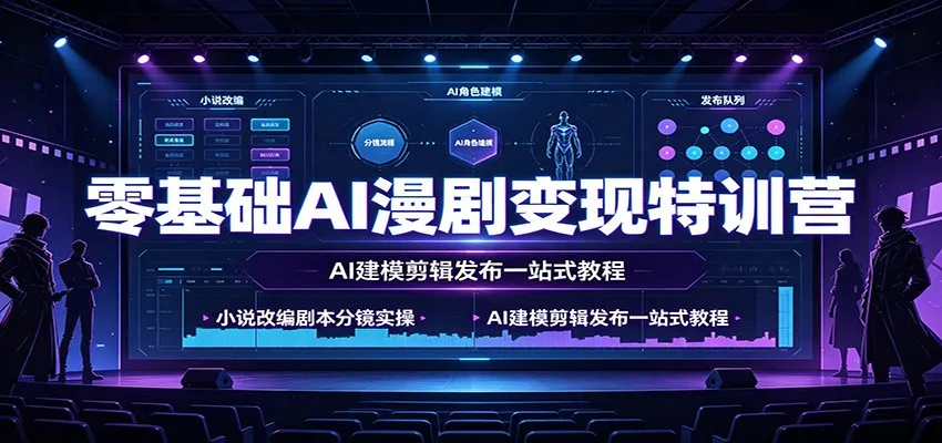 零基础AI漫剧变现特训营:小说改编剧本分镜实操,AI建模剪辑发布一站式教程-33资源网