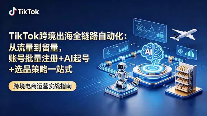 TikTok跨境出海全链路自动化:从流量到留量,账号批量注册+AI起号+选品策略一站式-33资源网