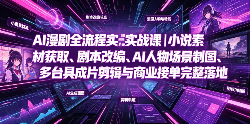 AI漫剧全流程实战课｜小说素材获取、剧本改编、AI人物场景制图、多工具成片剪辑、平台付费变现与商业接单完整落地-33资源网