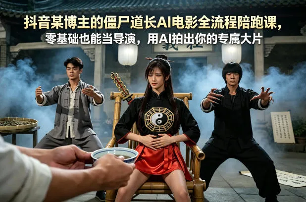 抖音某博主的僵尸道长AI电影全流程陪跑课，零基础也能当导演，用AI拍出你的专属大片-33资源网