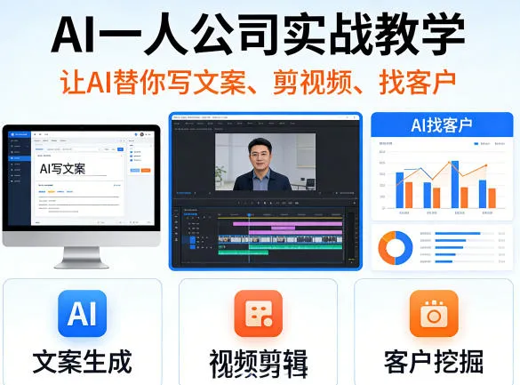 AI一人公司实战教学，让AI替你写文案、剪视频、找客户-33资源网