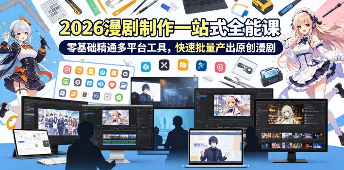 2026 AI漫剧制作一站式全能课，零基础精通多平台工具，快速批量产出原创漫剧-33资源网