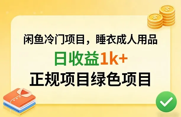 闲鱼冷门项目，情趣内衣成人用品，日收益1k+，正规项目绿色项目-33资源网