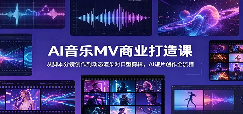 AI音乐MV商业打造课：从脚本分镜创作到动态渲染对口型剪辑，AI短片创作全流程-33资源网