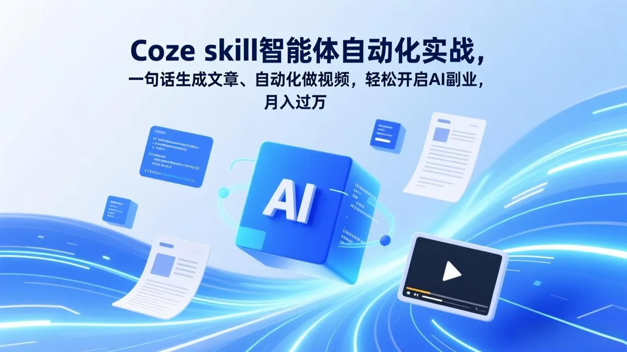 Coze skill智能体自动化实战，一句话生成文章、自动化做视频，轻松开启AI副业，月入过万-33资源网