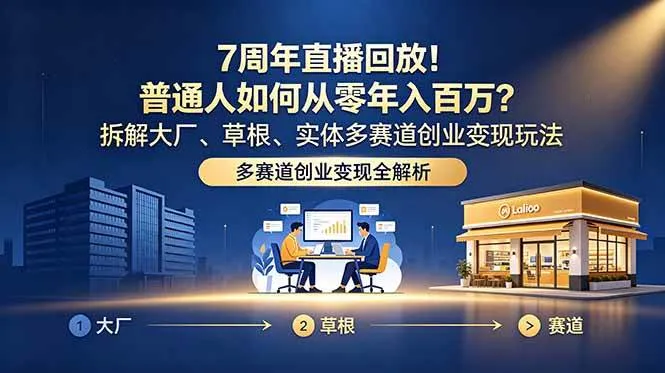 (18894期)7周年直播回放!普通人如何从零年入百万?拆解大厂、草根、实体多赛道创业变现玩法-33资源网